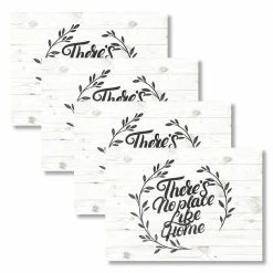 MHF Home 18 in. x 13 in. Polypropylene There's No Place Like Home White Wood Placemats (Set of 4) by Morgan Home