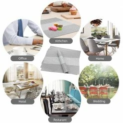 18 in. x 12 in. Grey Glitter Vinyl Weave Placemats (Set of 4) by Hillstry -Table Linens Shop multi placemats wf cdy4 g 1 44 1000
