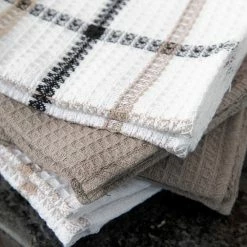 Waffle Weave Neutral Checkered Cotton Dish Cloth (Set of 8) by RITZ -Table Linens Shop multi ritz kitchen towels 99932 4f 1000