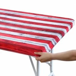 30 in. x 72 in. Cotton Fabric Fitted Table Cover, Red White and Blue Flag by BRIELLE HOME 10 30 in. x 72 in. Cotton Fabric Fitted Table Cover, Red White and Blue Flag by BRIELLE HOME -Table Linens Shop multi tablecloths usflag3072 1f 1000