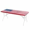 30 in. x 72 in. Cotton Fabric Fitted Table Cover, Red White and Blue Flag by BRIELLE HOME