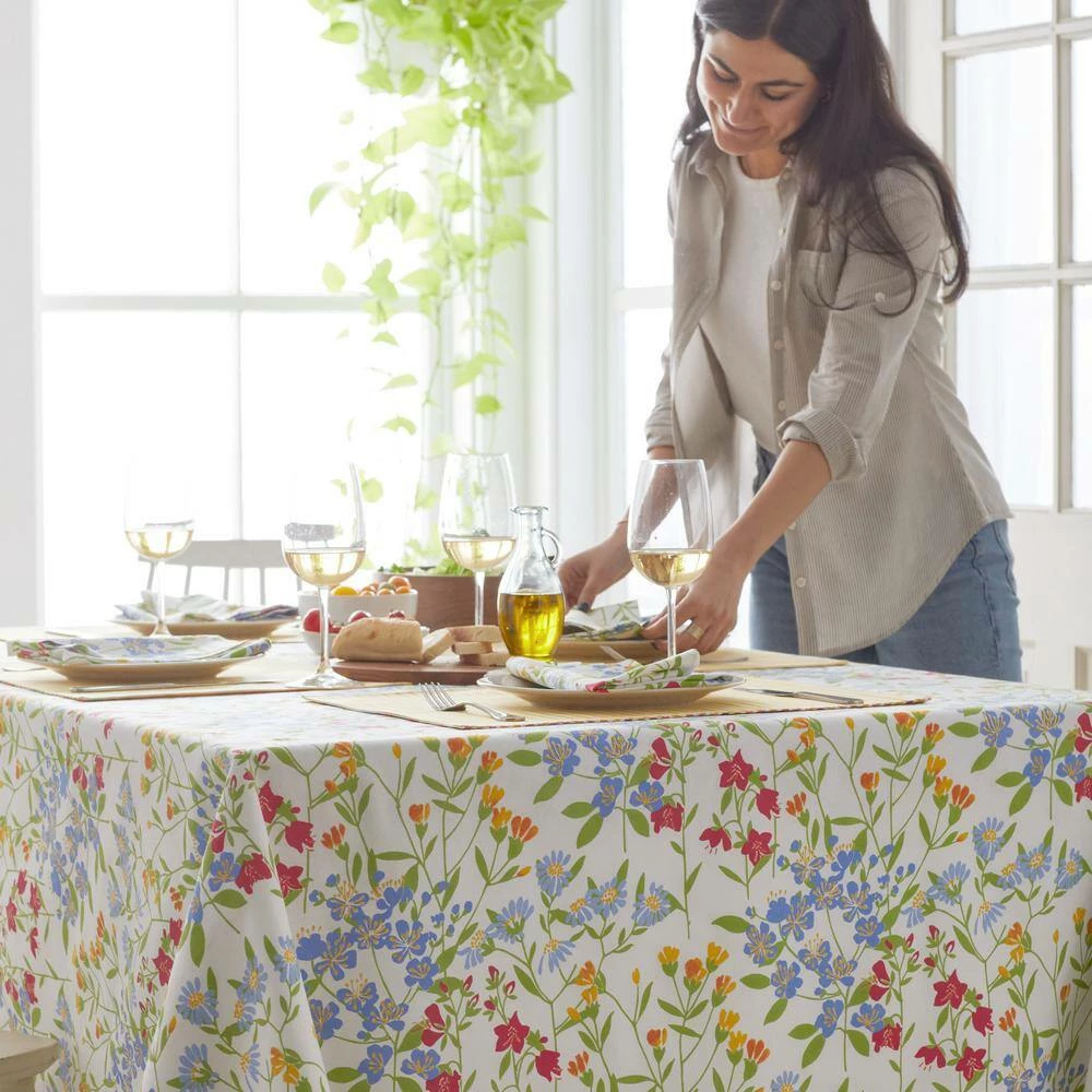 Claire Floral 70 in. x 90 in. Multi-Colored Floral Cotton Tablecloth by The Company Store 4 Claire Floral 70 in. x 90 in. Multi-Colored Floral Cotton Tablecloth by The Company Store - Image 2