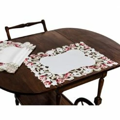 14 in. x 20 in. Lush Rosette Embroidered Cutwork Placemats (Set of 4) by Xia Home Fashions
