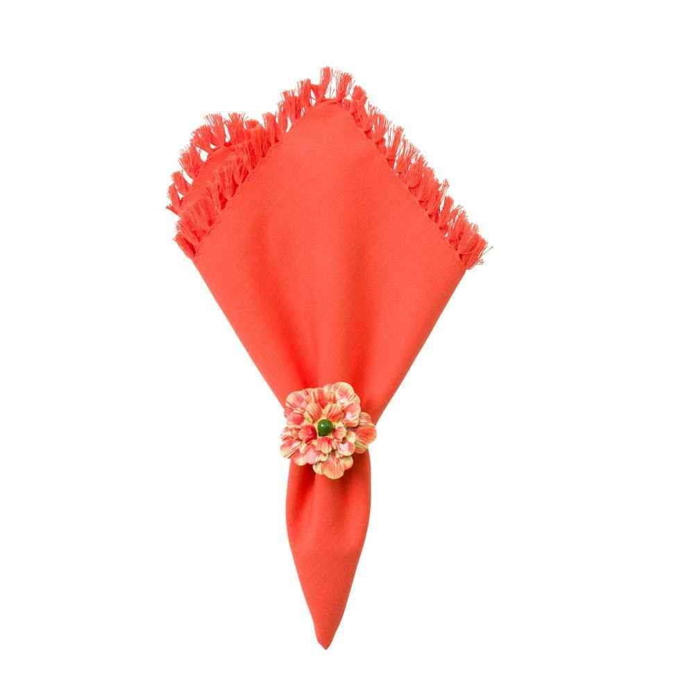 Orange Essential Fringed Napkins (Set of 4) by April Cornell 4 Orange Essential Fringed Napkins (Set of 4) by April Cornell - Image 2
