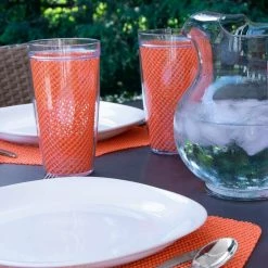 Fishnet 19 in. x 13 in. Peach Echo PVC Covered Jute Wedge Placemat (Set of 6) by Kraftware 9 Fishnet 19 in. x 13 in. Peach Echo PVC Covered Jute Wedge Placemat (Set of 6) by Kraftware -Table Linens Shop oranges peaches kraftware placemats 39149 31 1000