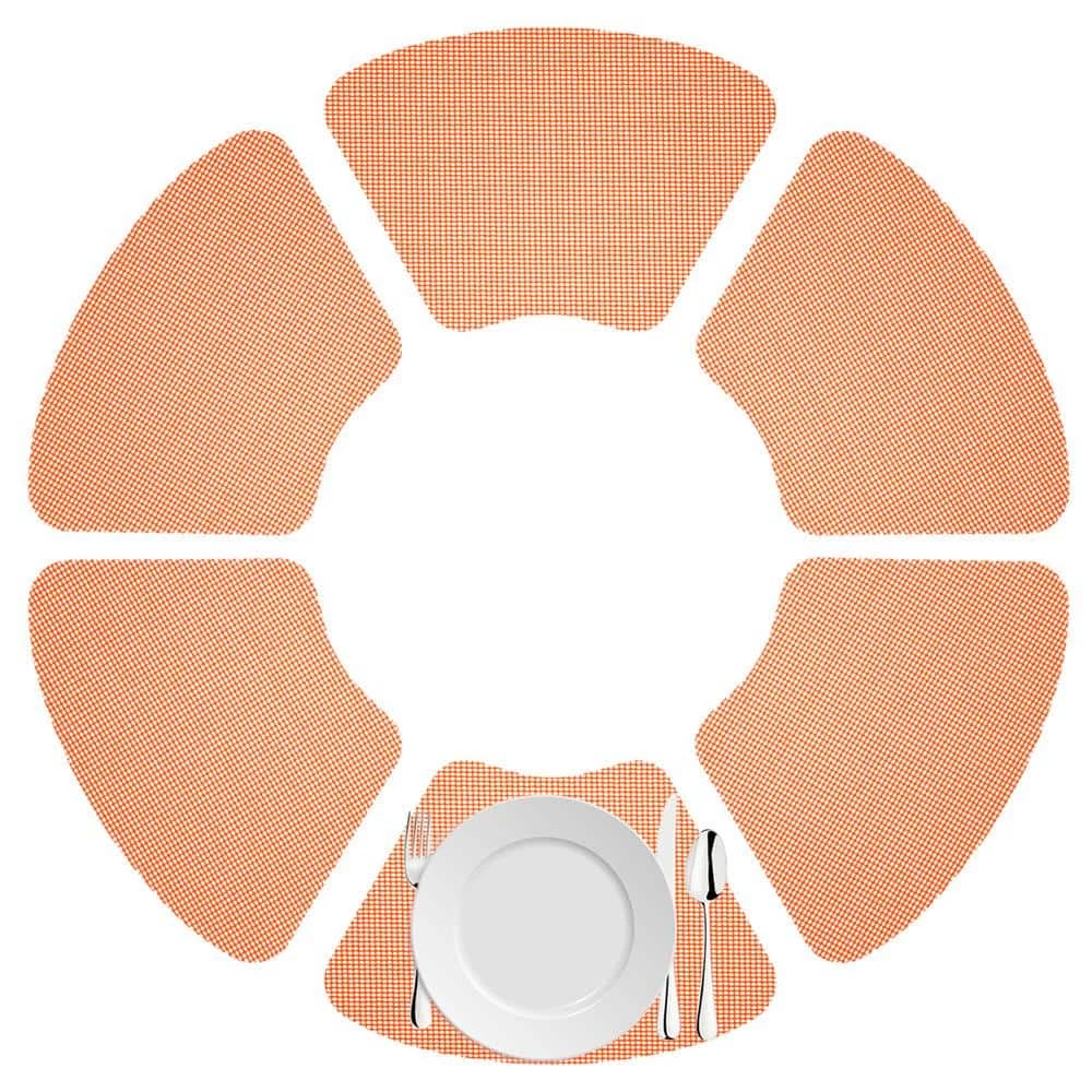 Fishnet 19 in. x 13 in. Peach Echo PVC Covered Jute Wedge Placemat (Set of 6) by Kraftware 4 Fishnet 19 in. x 13 in. Peach Echo PVC Covered Jute Wedge Placemat (Set of 6) by Kraftware - Image 2