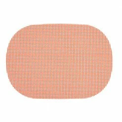 Fishnet 17 in. x 12 in. Burnt Coral PVC Covered Jute Oval Placemat (Set of 6) by Kraftware
