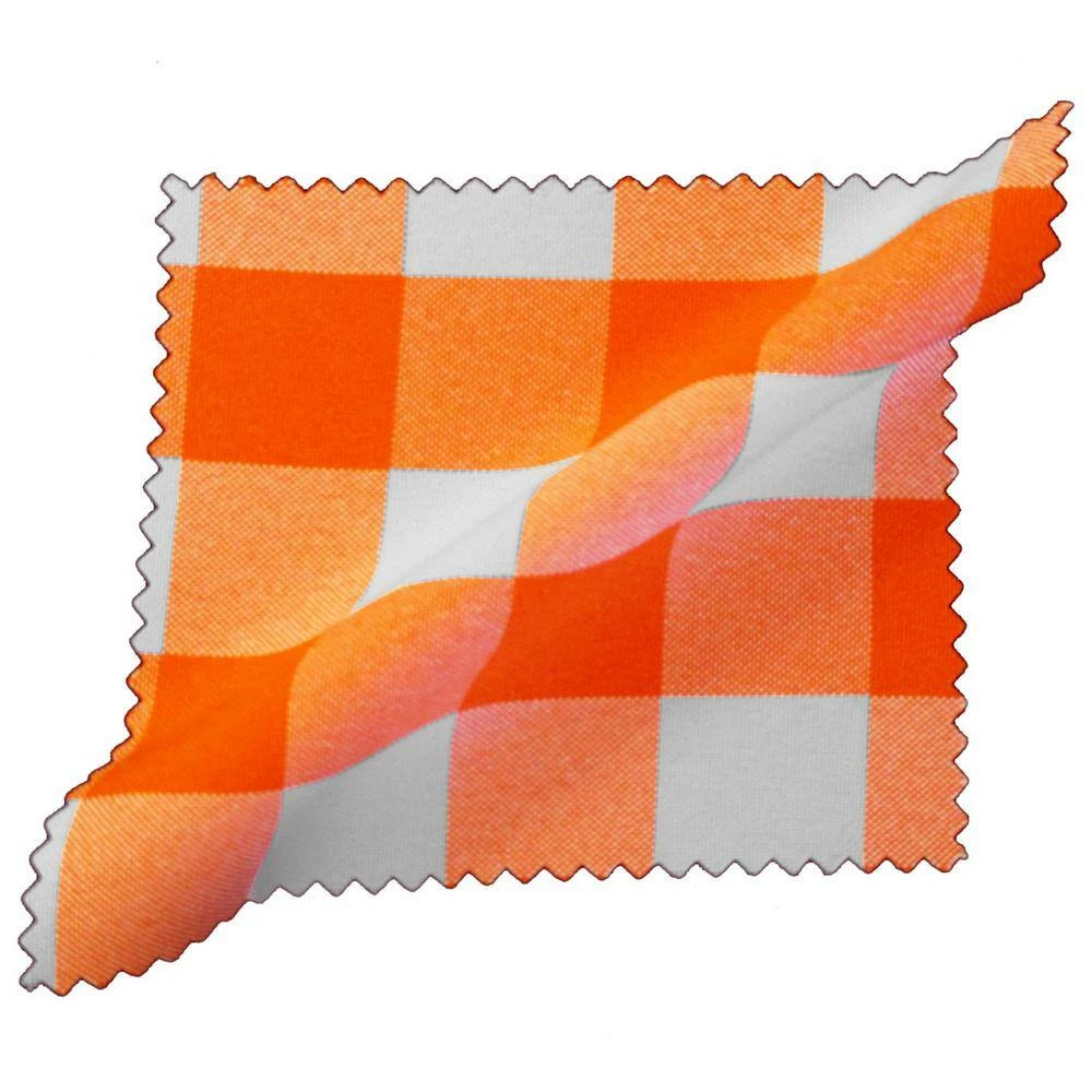 52 in. x 52 in. White and Orange Polyester Gingham Checkered Square Tablecloth by LA Linen 4 52 in. x 52 in. White and Orange Polyester Gingham Checkered Square Tablecloth by LA Linen - Image 2