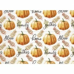 18 in. x 13 in. Oranges/Peaches Gather Pumpkin Polypropylene Placemats (Set of 4) by Morgan Home