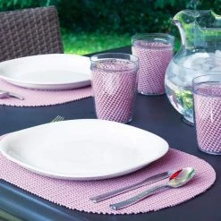 Fishnet 17 in. x 12 in. Orchid PVC Covered Jute Oval Placemat (Set of 6) by Kraftware -Table Linens Shop purples lavenders kraftware placemats 35546 31 1000