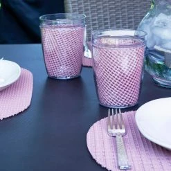 Fishnet 17 in. x 12 in. Orchid PVC Covered Jute Oval Placemat (Set of 6) by Kraftware -Table Linens Shop purples lavenders kraftware placemats 35546 4f 1000