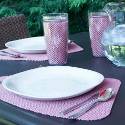 Fishnet 19 in. x 13 in. Orchid PVC Covered Jute Wedge Placemat (Set of 6) by Kraftware -Table Linens Shop purples lavenders kraftware placemats 35549 31 1000
