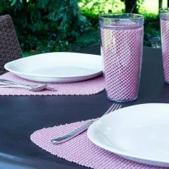 Fishnet 19 in. x 13 in. Orchid PVC Covered Jute Wedge Placemat (Set of 6) by Kraftware -Table Linens Shop purples lavenders kraftware placemats 35549 4f 1000