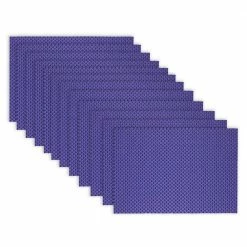 19 in. x 13 in. Reversible Indoor Outdoor Tonal Placemats Cobalt PVC and Polyester Blend (Set of 12) by RITZ