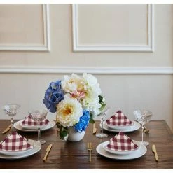 Buffalo Check 17 in. W x 17 in. H Burgundy Checkered Polyester/Cotton Napkins (Set of 4) by ACHIM -Table Linens Shop reds pinks achim cloth napkins napkin rings bcnapkbu36 31 1000