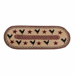 Whimsical Rooster Braided Burgundy Jute Table Runner by Better Trends