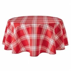 70 in. W x 70 in. L Red-White Checkered Cotton Blend Tablecloth by buffalo check