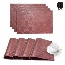 Venecia Burgundy Faux Leather Placemat (Set of 4) by Dainty Home 11 Venecia Burgundy Faux Leather Placemat (Set of 4) by Dainty Home -Table Linens Shop reds pinks dainty home placemats 4vepmbu 1d 1000