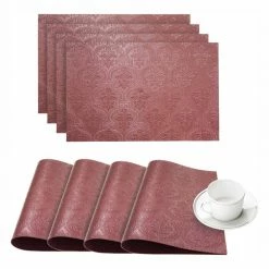 Venecia Burgundy Faux Leather Placemat (Set of 4) by Dainty Home