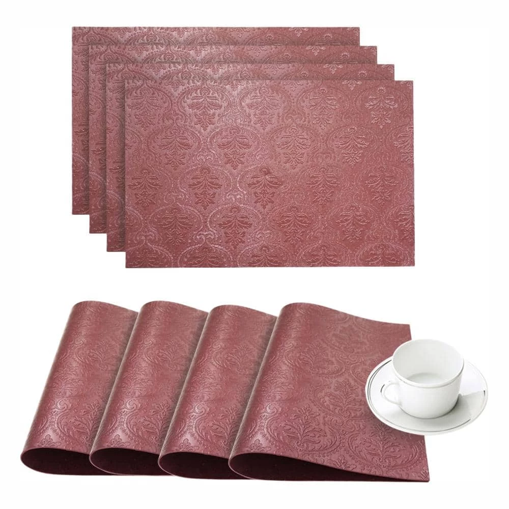 Venecia Burgundy Faux Leather Placemat (Set of 4) by Dainty Home 3 Venecia Burgundy Faux Leather Placemat (Set of 4) by Dainty Home