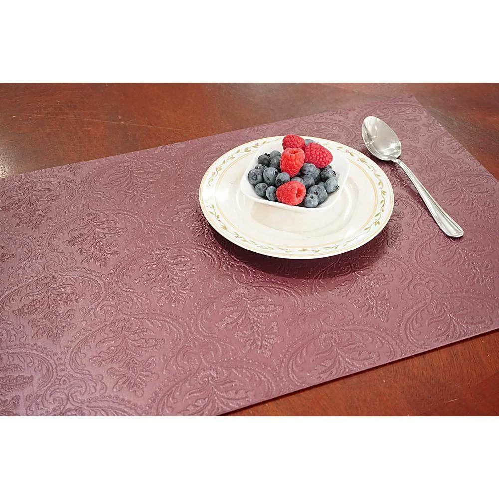 Venecia Burgundy Faux Leather Placemat (Set of 4) by Dainty Home 6 Venecia Burgundy Faux Leather Placemat (Set of 4) by Dainty Home - Image 4
