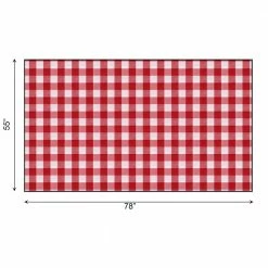 55 in. x 78 in. Rectangle Red and White Waterproof Plaid Checkered Gingham Outdoor Picnic Tablecloth by DEERLUX -Table Linens Shop reds pinks deerlux tablecloths qi003990 5578 rd fa 1000