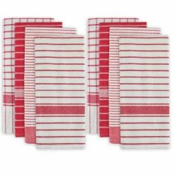 Red Cotton Basic Dish Towels (Set of 8) by DII