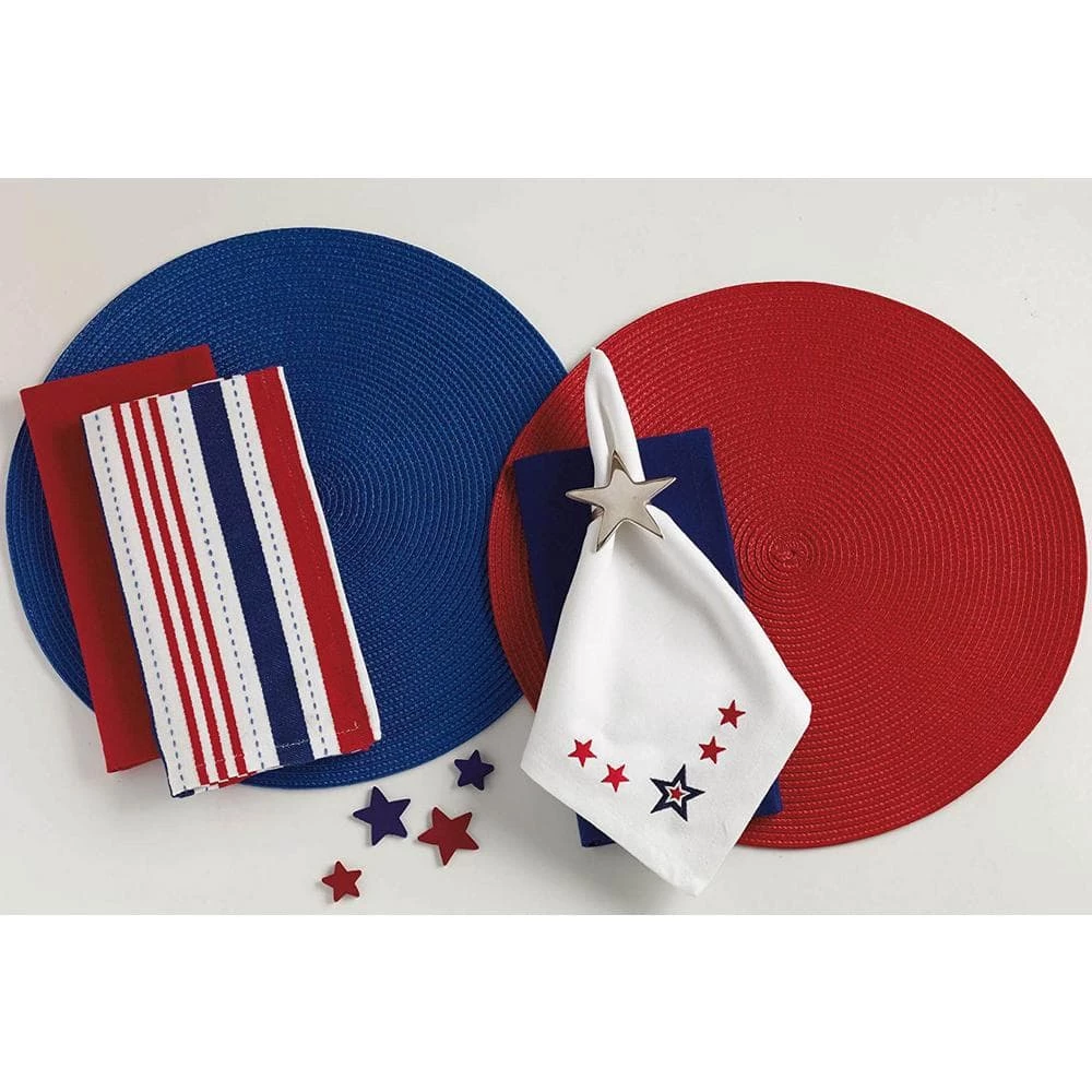 Red Round Woven Placemat (Set of 6) by DII 5 Red Round Woven Placemat (Set of 6) by DII - Image 3