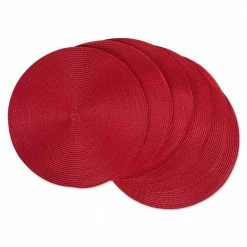 Red Round Woven Placemat (Set of 6) by DII