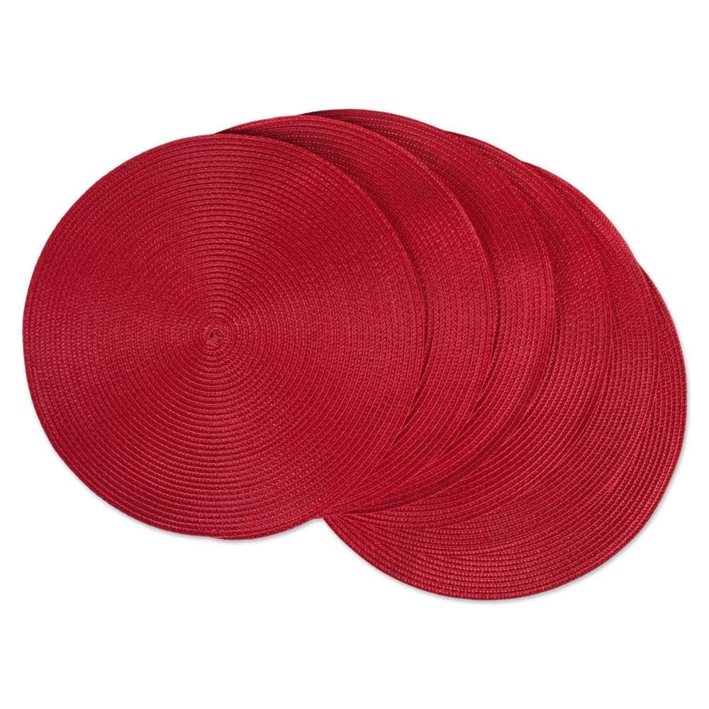 Red Round Woven Placemat (Set of 6) by DII 3 Red Round Woven Placemat (Set of 6) by DII