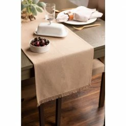 Wine Solid Heavyweight Fringed Cotton Table Runner by DII -Table Linens Shop reds pinks dii table runners camz37591 31 1000