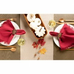 Wine Solid Heavyweight Fringed Cotton Table Runner by DII -Table Linens Shop reds pinks dii table runners camz37591 c3 1000