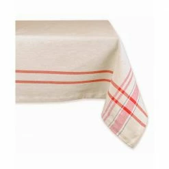 Christmas 60 in. x 104 in. Red French Stripe Cotton Tablecloth by DII