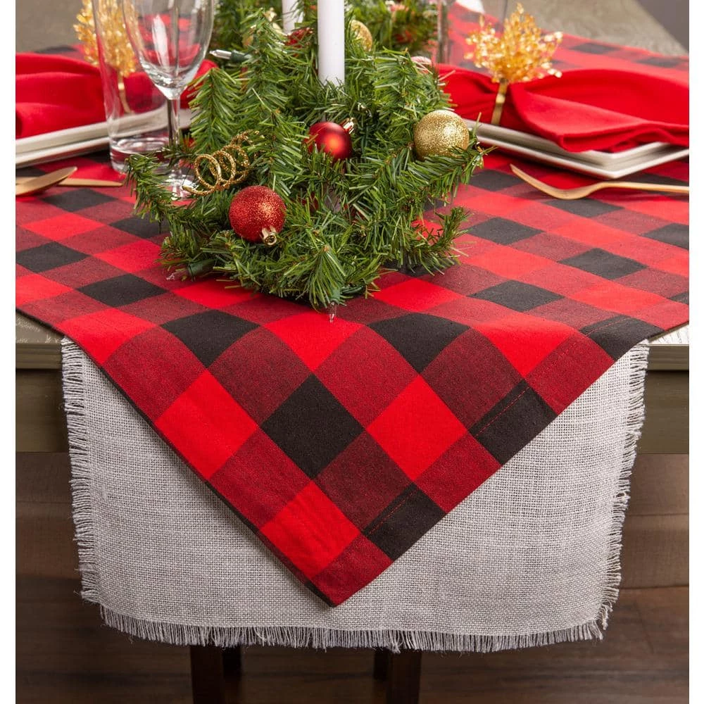 Christmas 60 in. x 104 in. Red Checkered Cotton Tablecloth by DII 5 Christmas 60 in. x 104 in. Red Checkered Cotton Tablecloth by DII - Image 3