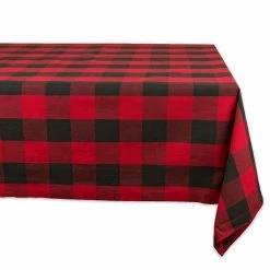 Christmas 60 in. x 104 in. Red Checkered Cotton Tablecloth by DII