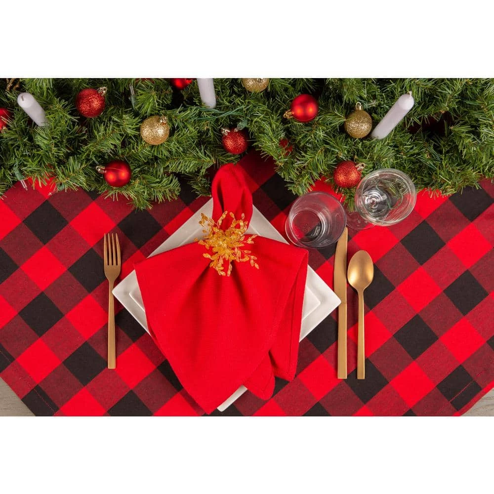 Christmas 60 in. x 104 in. Red Checkered Cotton Tablecloth by DII 4 Christmas 60 in. x 104 in. Red Checkered Cotton Tablecloth by DII - Image 2
