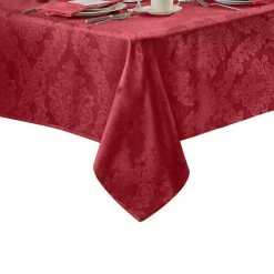 60 in. W x 102 in. L Red Barcelona Damask Fabric Tablecloth by Elrene -Table Linens Shop reds pinks elrene tablecloths 21036red 4f 1000
