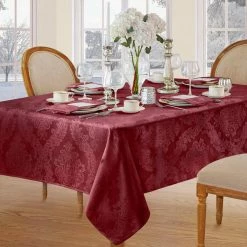 60 in. W x 144 in. L Burgundy Barcelona Damask Fabric Tablecloth by Elrene -Table Linens Shop reds pinks elrene tablecloths 21038brg c3 1000