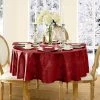 90 in. Round Red Barcelona Damask Fabric Tablecloth by Elrene -Table Linens Shop reds pinks elrene tablecloths 21040red 64 1000