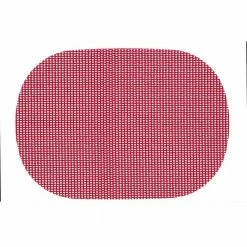 Fishnet 17 in. x 12 in. Flag Red PVC Covered Jute Oval Placemat (Set of 6) by Kraftware