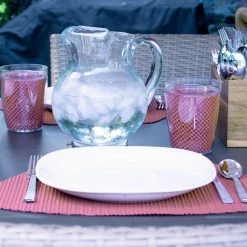 Fishnet 19 in. x 13 in. Brick PVC Covered Jute Wedge Placemat (Set of 6) by Kraftware 9 Fishnet 19 in. x 13 in. Brick PVC Covered Jute Wedge Placemat (Set of 6) by Kraftware -Table Linens Shop reds pinks kraftware placemats 38449 31 1000