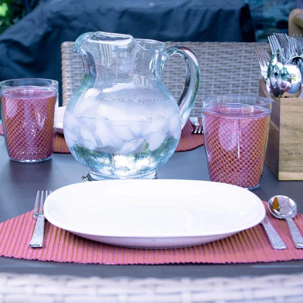 Fishnet 19 in. x 13 in. Brick PVC Covered Jute Wedge Placemat (Set of 6) by Kraftware 6 Fishnet 19 in. x 13 in. Brick PVC Covered Jute Wedge Placemat (Set of 6) by Kraftware - Image 4