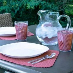 Fishnet 19 in. x 13 in. Brick PVC Covered Jute Wedge Placemat (Set of 6) by Kraftware 8 Fishnet 19 in. x 13 in. Brick PVC Covered Jute Wedge Placemat (Set of 6) by Kraftware -Table Linens Shop reds pinks kraftware placemats 38449 4f 1000