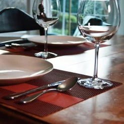 EveryTable 18 in. x 12 in. Cherry & Black Twill PVC Placemat (Set of 6) by Kraftware -Table Linens Shop reds pinks kraftware placemats 42847 31 1000