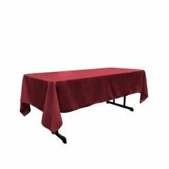 Polyester Poplin 60 in. x 102 in. Cranberry Rectangular Tablecloth by LA Linen