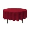 90 in. Cranberry Polyester Poplin Round Tablecloth by LA Linen