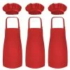 18 in. x 23.5 in. Kid's Apron with Chef Hat Set (3 Set) - Skin-Friendly Children's Bib with Pocket - (Red) by Novelty Place 2 18 in. x 23.5 in. Kid's Apron with Chef Hat Set (3 Set) - Skin-Friendly Children's Bib with Pocket - (Red) by Novelty Place -Table Linens Shop reds pinks novelty place aprons np apron 3pc red 64 1000