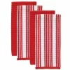 T-fal Red Solid and Stripe Cotton Waffle Terry Kitchen Towel (Set of 4) by RITZ
