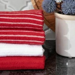 Red Cotton Terry Horizontal Stripe Bar Mop Kitchen Towel Set of 4 by RITZ 10 Red Cotton Terry Horizontal Stripe Bar Mop Kitchen Towel Set of 4 by RITZ -Table Linens Shop reds pinks ritz kitchen towels 90455 1f 1000