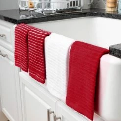 Red Cotton Terry Horizontal Stripe Bar Mop Kitchen Towel Set of 4 by RITZ 11 Red Cotton Terry Horizontal Stripe Bar Mop Kitchen Towel Set of 4 by RITZ -Table Linens Shop reds pinks ritz kitchen towels 90455 44 1000